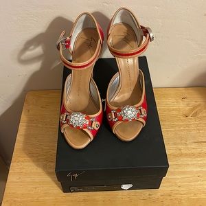 Giuseppe Zanotti Patent Red & Tan Vernice Sandolo